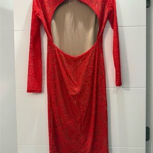 Bardot Rina - Red Lace Open-Back Dress